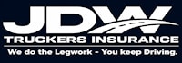 JDW Truckers Insurance logo with the slogan 'We do the Legwork – You keep Driving'